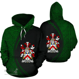 Irish Creagh Coat of Arms Irish Family Crest Hoodie Black Green Circle Style Hoodie