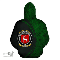 Irish House of O'KINNEALLY Coat of Arms Irish Family Crest Hoodie Black Green Circle Style Hoodie