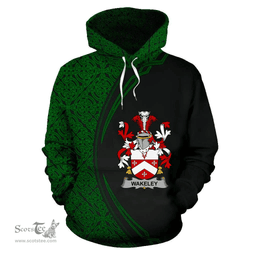 Irish Wakeley Coat of Arms Irish Family Crest Hoodie Black Green Circle Style Hoodie