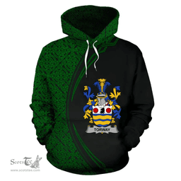 Irish Torway Coat of Arms Irish Family Crest Hoodie Black Green Circle Style Hoodie