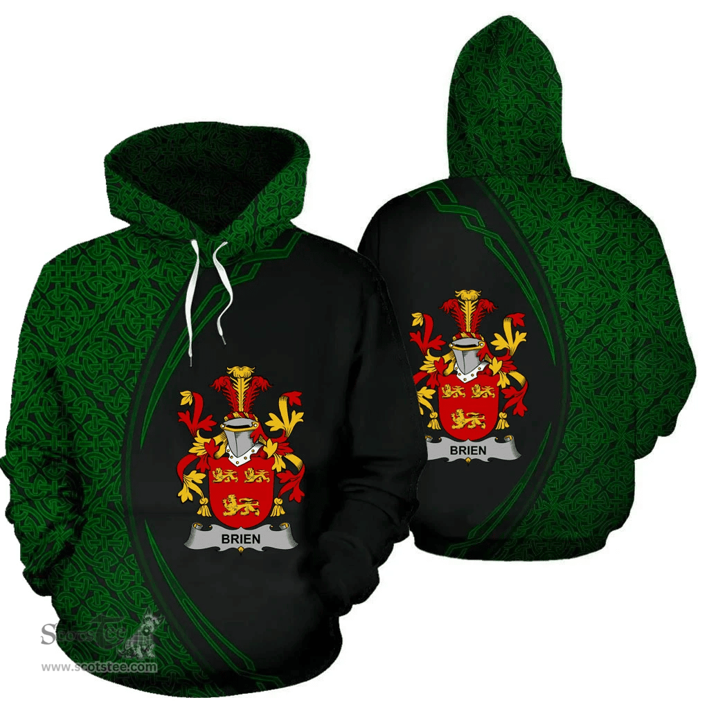 Irish Brien or Bryan Coat of Arms Irish Family Crest Hoodie Black Green Circle Style Hoodie