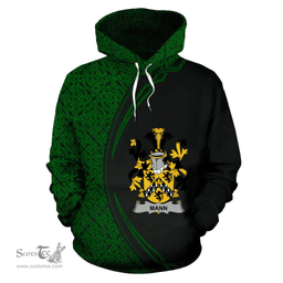 Irish Mann Coat of Arms Irish Family Crest Hoodie Black Green Circle Style Hoodie