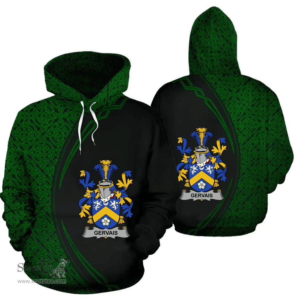 Irish Gervais Coat of Arms Irish Family Crest Hoodie Black Green Circle Style Hoodie