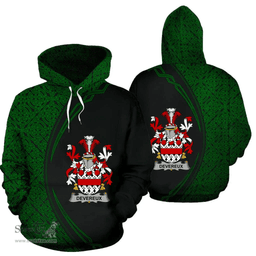 Irish Devereux Coat of Arms Irish Family Crest Hoodie Black Green Circle Style Hoodie