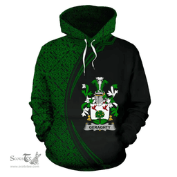 Irish Geraghty or McGarrity Coat of Arms Irish Family Crest Hoodie Black Green Circle Style Hoodie