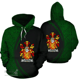 Irish Titmarsh Coat of Arms Irish Family Crest Hoodie Black Green Circle Style Hoodie