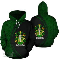 Irish Reilly or O'Reilly Coat of Arms Irish Family Crest Hoodie Black Green Circle Style Hoodie