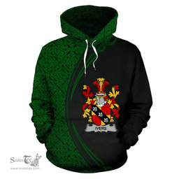 Irish Ivers Coat of Arms Irish Family Crest Hoodie Black Green Circle Style Hoodie