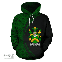Irish Turley Coat of Arms Irish Family Crest Hoodie Black Green Circle Style Hoodie