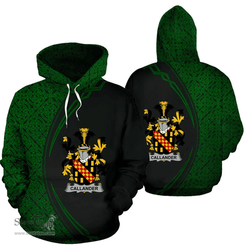 Irish Callander Coat of Arms Irish Family Crest Hoodie Black Green Circle Style Hoodie