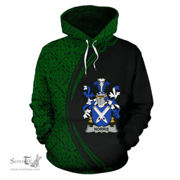 Irish Norris Coat of Arms Irish Family Crest Hoodie Black Green Circle Style Hoodie