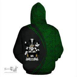 Irish Kent Coat of Arms Irish Family Crest Hoodie Black Green Circle Style Hoodie