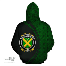 Irish House of O'DOWD Coat of Arms Irish Family Crest Hoodie Black Green Circle Style Hoodie