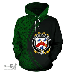 Irish House of MACDERMOT Coat of Arms Irish Family Crest Hoodie Black Green Circle Style Hoodie