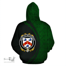 Irish House of MACDERMOT Coat of Arms Irish Family Crest Hoodie Black Green Circle Style Hoodie