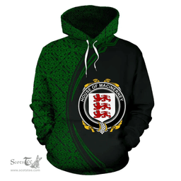 Irish House of MACiNERNEY Coat of Arms Irish Family Crest Hoodie Black Green Circle Style Hoodie