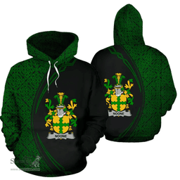 Irish Noone or O'Noone Coat of Arms Irish Family Crest Hoodie Black Green Circle Style Hoodie