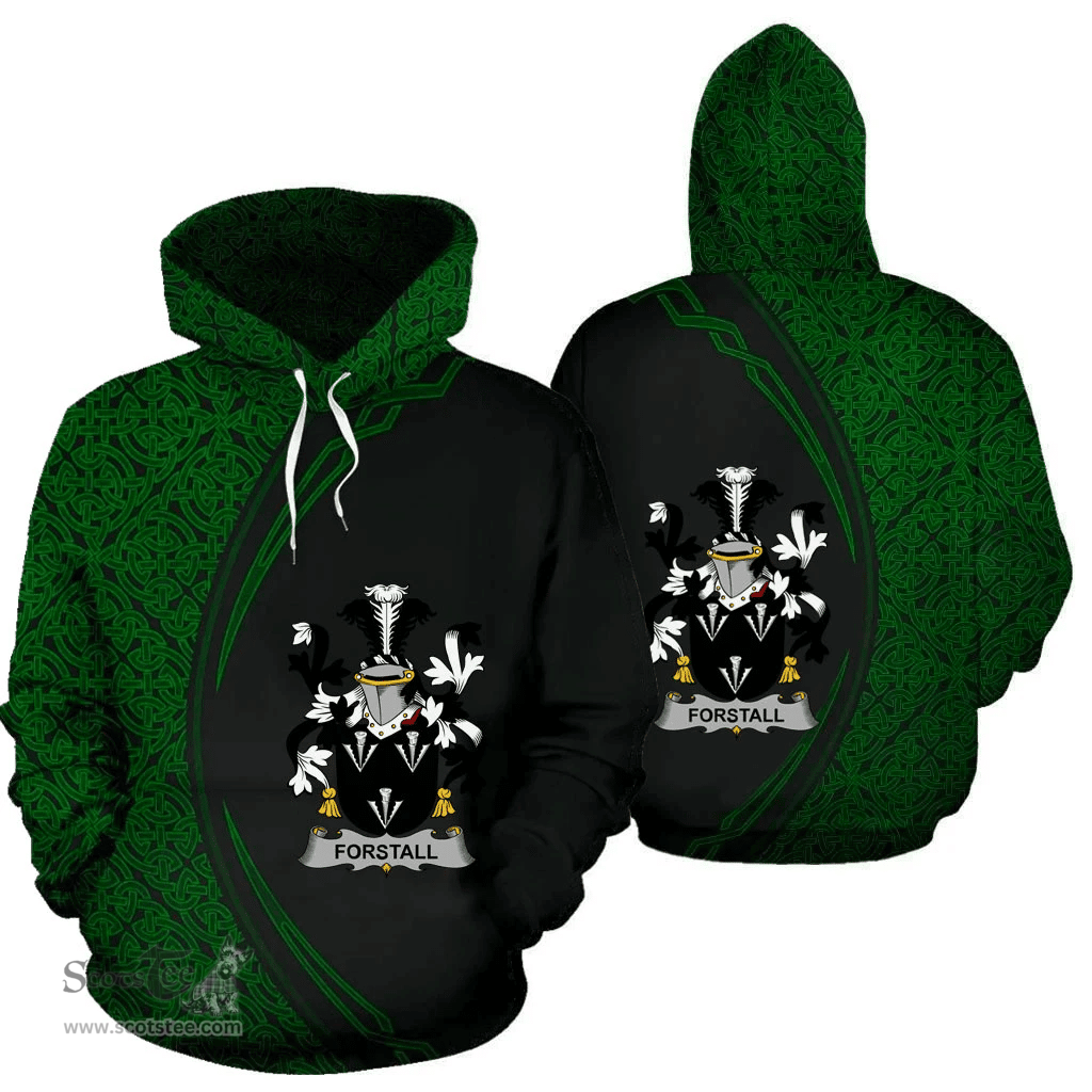 Irish Forstall Coat of Arms Irish Family Crest Hoodie Black Green Circle Style Hoodie