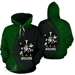 Irish Forstall Coat of Arms Irish Family Crest Hoodie Black Green Circle Style Hoodie
