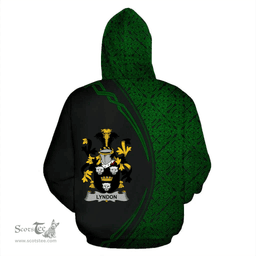Irish Lyndon or Gindon Coat of Arms Irish Family Crest Hoodie Black Green Circle Style Hoodie