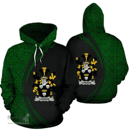 Irish Lyndon or Gindon Coat of Arms Irish Family Crest Hoodie Black Green Circle Style Hoodie