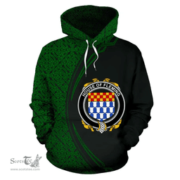 Irish House of FLEMING Coat of Arms Irish Family Crest Hoodie Black Green Circle Style Hoodie