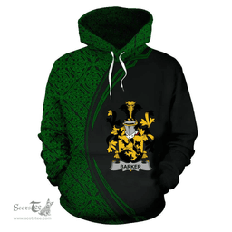 Irish Barker Coat of Arms Irish Family Crest Hoodie Black Green Circle Style Hoodie