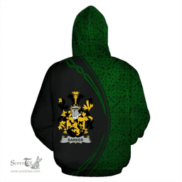Irish Barker Coat of Arms Irish Family Crest Hoodie Black Green Circle Style Hoodie