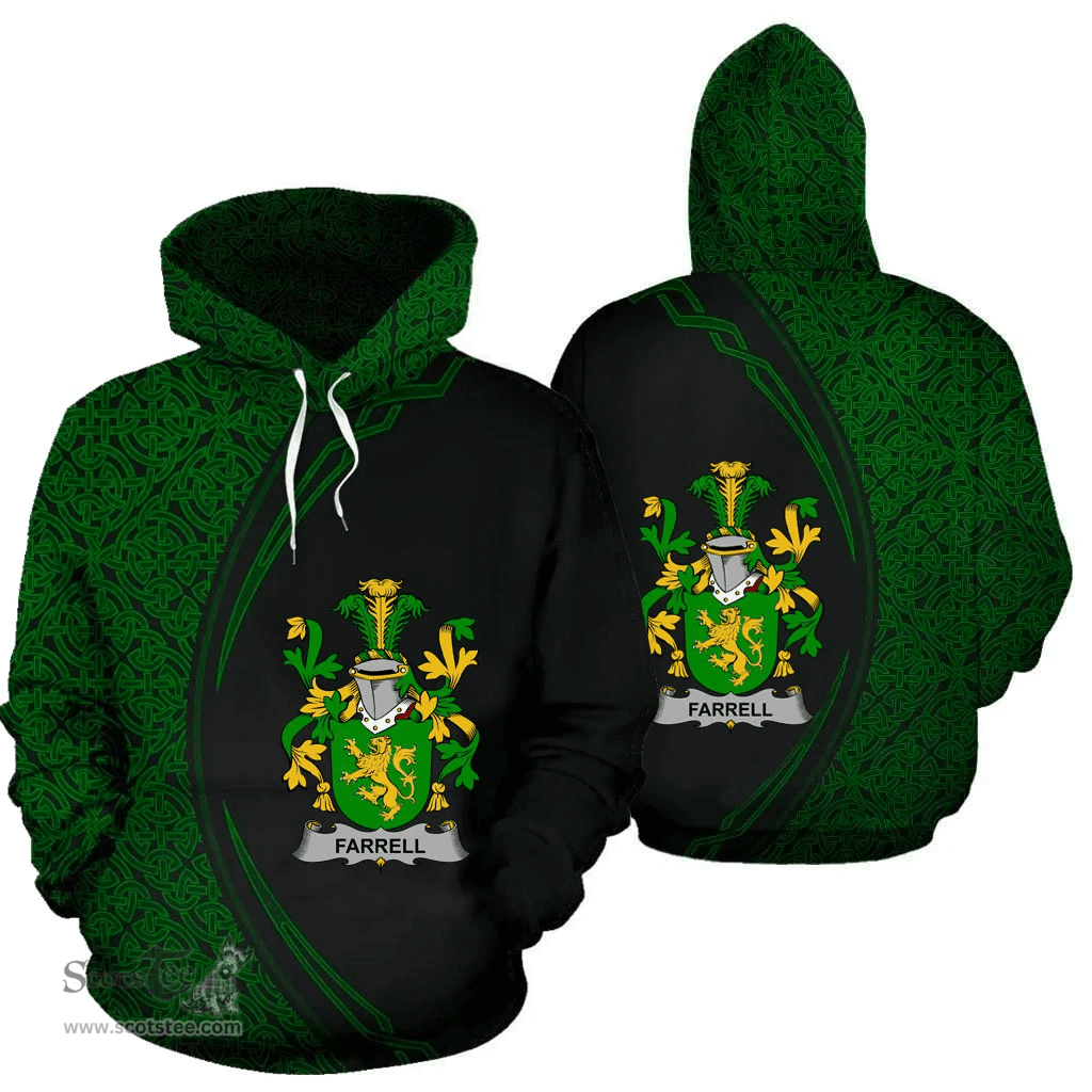 Irish Farrell or O'Ferrell Coat of Arms Irish Family Crest Hoodie Black Green Circle Style Hoodie