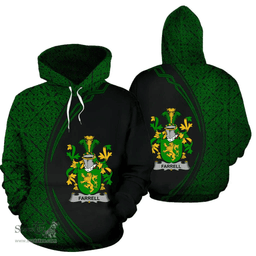 Irish Farrell or O'Ferrell Coat of Arms Irish Family Crest Hoodie Black Green Circle Style Hoodie