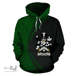 Irish Loftus Coat of Arms Irish Family Crest Hoodie Black Green Circle Style Hoodie