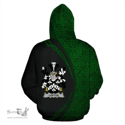Irish Loftus Coat of Arms Irish Family Crest Hoodie Black Green Circle Style Hoodie