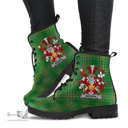 Bodkin Coat of Arms Family Crest Ireland Leather Boots Irish National Tartan Irish County Boots