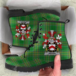 Behan Coat of Arms Family Crest Ireland Leather Boots Irish National Tartan Irish County Boots