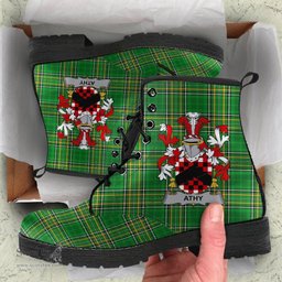 Athy Coat of Arms Family Crest Ireland Leather Boots Irish National Tartan Irish County Boots