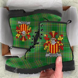 Bindon Coat of Arms Family Crest Ireland Leather Boots Irish National Tartan Irish County Boots