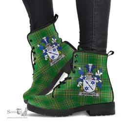 Auchmuty Coat of Arms Family Crest Ireland Leather Boots Irish National Tartan Irish County Boots