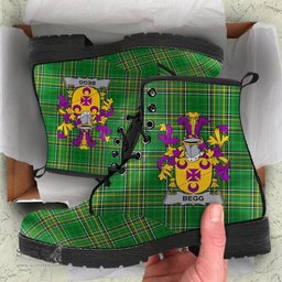 Begg Coat of Arms Family Crest Ireland Leather Boots Irish National Tartan Irish County Boots