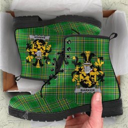 Barker Coat of Arms Family Crest Ireland Leather Boots Irish National Tartan Irish County Boots