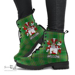 Bowen Coat of Arms Family Crest Ireland Leather Boots Irish National Tartan Irish County Boots