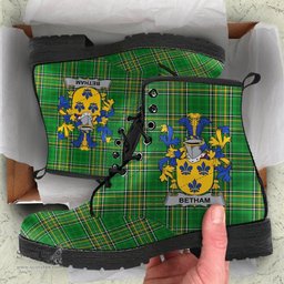 Betham Coat of Arms Family Crest Ireland Leather Boots Irish National Tartan Irish County Boots