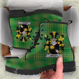 Brady or McBrady Coat of Arms Family Crest Ireland Leather Boots Irish National Tartan Irish County Boots