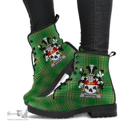 Bateson Coat of Arms Family Crest Ireland Leather Boots Irish National Tartan Irish County Boots