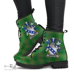 Bernard Coat of Arms Family Crest Ireland Leather Boots Irish National Tartan Irish County Boots