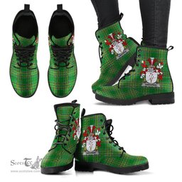 Davoren or O'Davoren Coat of Arms Family Crest Ireland Leather Boots Irish National Tartan Irish County Boots