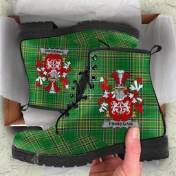 Finnegan or O'Finnegan Coat of Arms Family Crest Ireland Leather Boots Irish National Tartan Irish County Boots