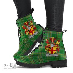 Burke Coat of Arms Family Crest Ireland Leather Boots Irish National Tartan Irish County Boots