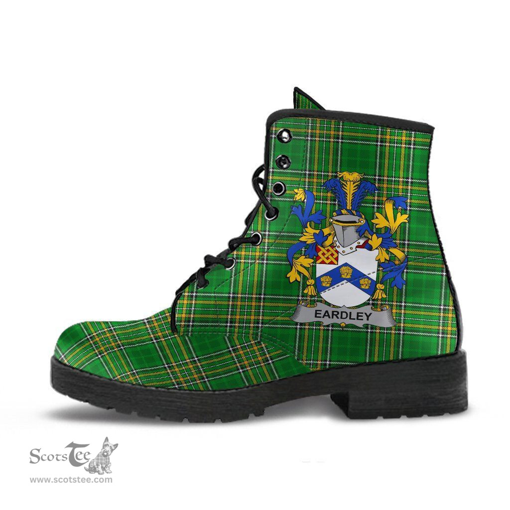 Eardley Coat of Arms Family Crest Ireland Leather Boots Irish National Tartan Irish County Boots