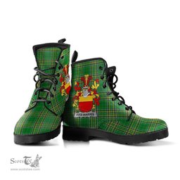 Fitz-Harris Coat of Arms Family Crest Ireland Leather Boots Irish National Tartan Irish County Boots
