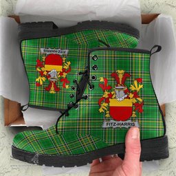 Fitz-Harris Coat of Arms Family Crest Ireland Leather Boots Irish National Tartan Irish County Boots